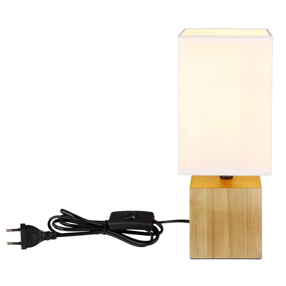 Sleek table lamp Valentino wood with white hood Globo 9007371435364