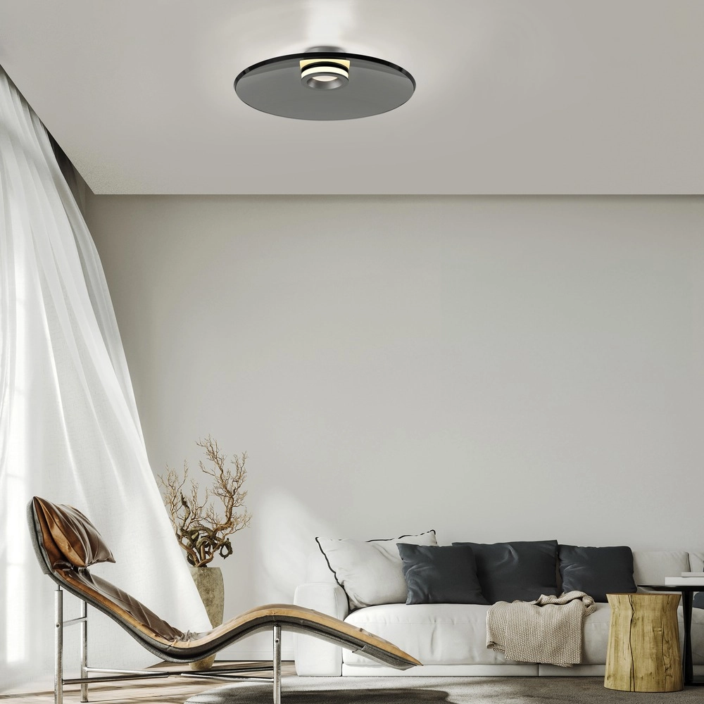 Ceiling lamp Pure Moon Ø 50cm - platinum with smoke glass Paul Neuhaus 4012248386347