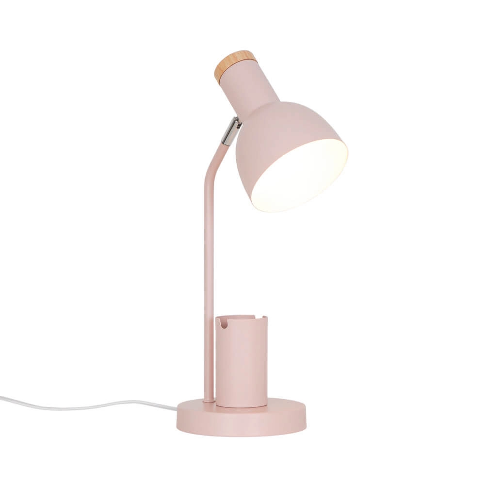 Pink desk lamp Devone with pen holder