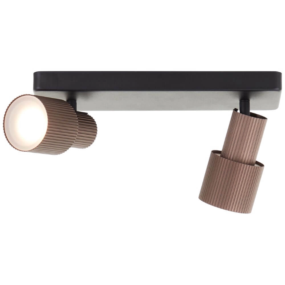 2-light surface-mounted spotlight Cadiz black with bronze Brilliant 4004353441271