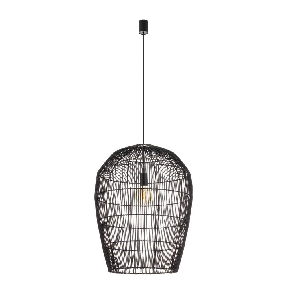 Rattan pendant lamp Haiti L Ø 53.5cm black