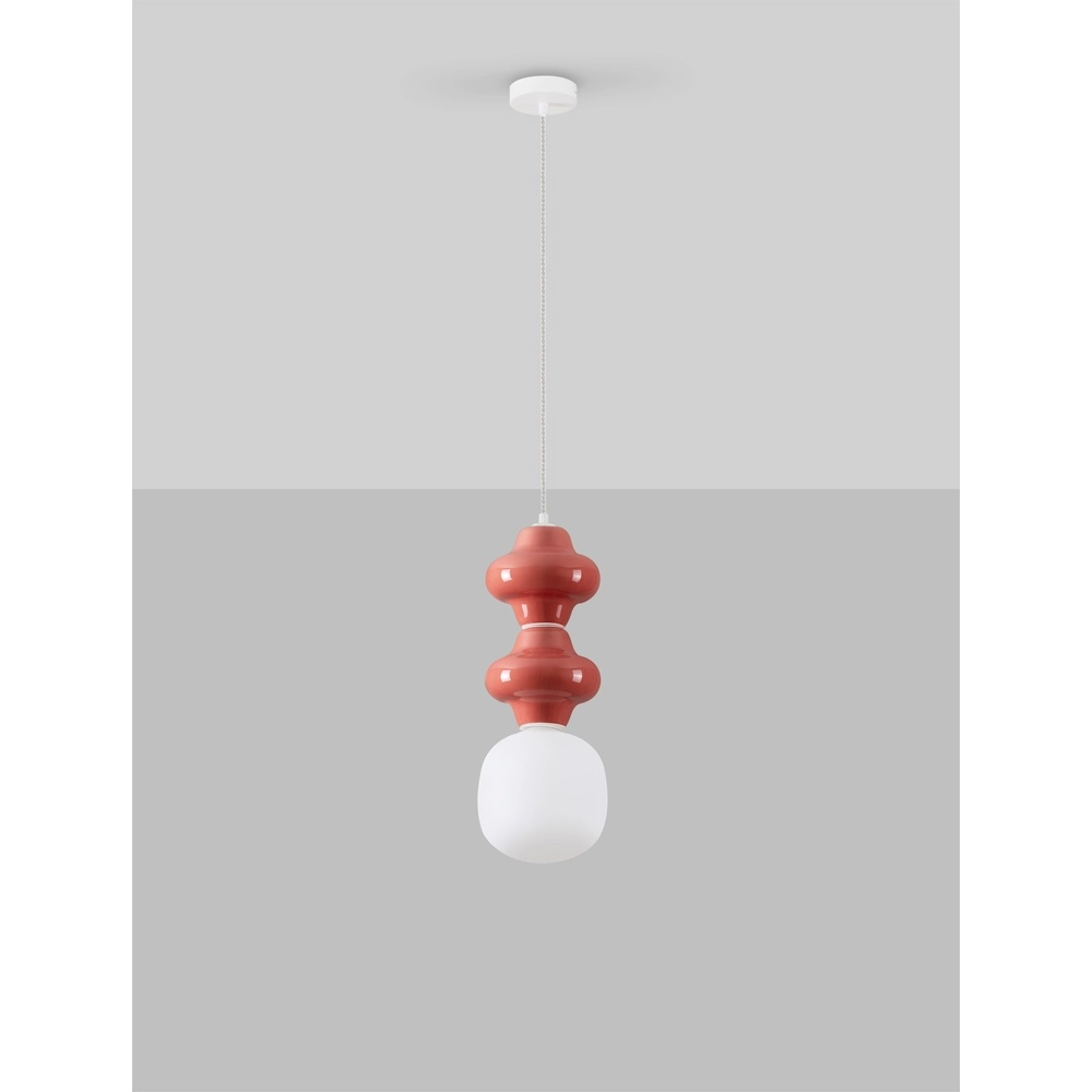 Pendant lamp Clio M red ceramic with white glass Lyora 5212017461230