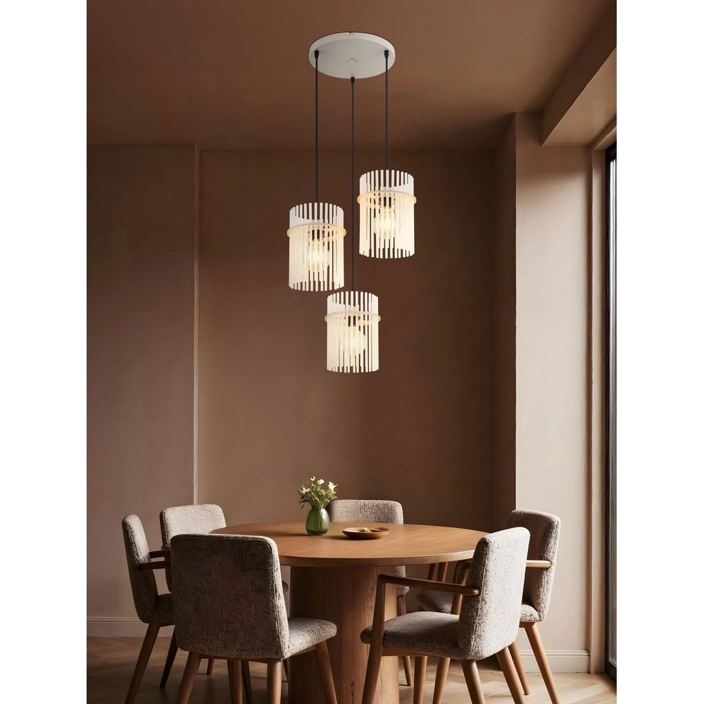 3-light pendant lamp Gorley sand brown with glass round Globo 9007371569717