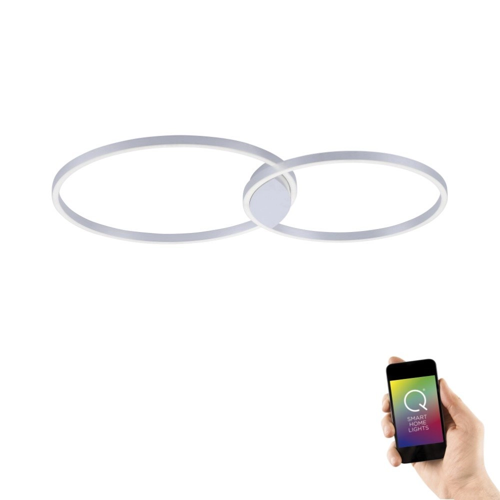 Design ceiling lamp Q-Kate 2-ring 96cm gray Paul Neuhaus 4012248333549