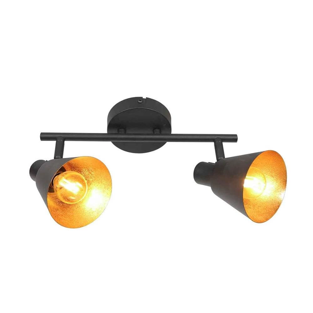 Ceiling lamp Oeroe black with gold 2-lights Steinhauer 8712746176339