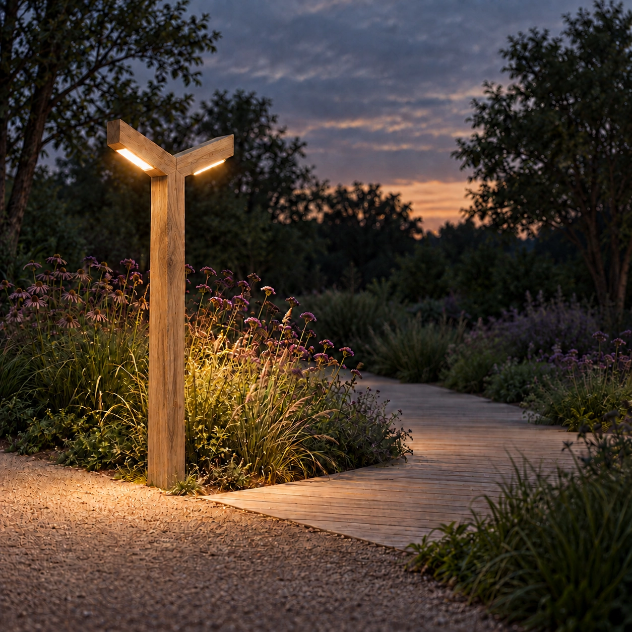 Double wooden street lamp Stelle Chestnut - 3M - PH08 - 3000K