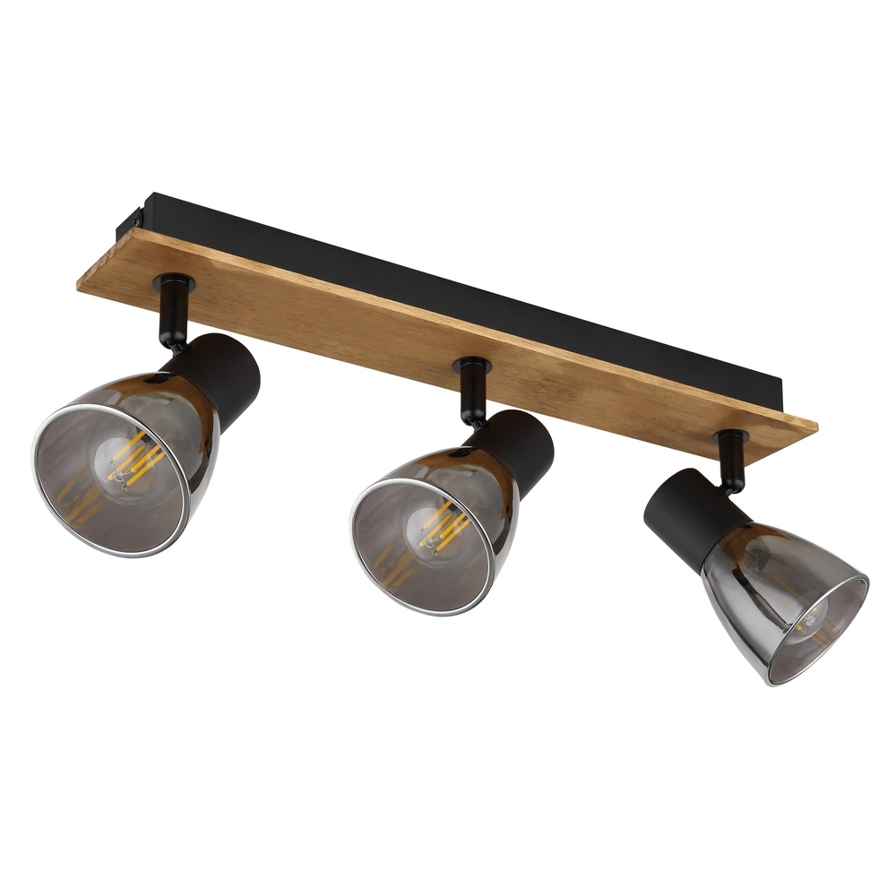 Ceiling lamp Claude 3-light black with wood Globo 9007371431212