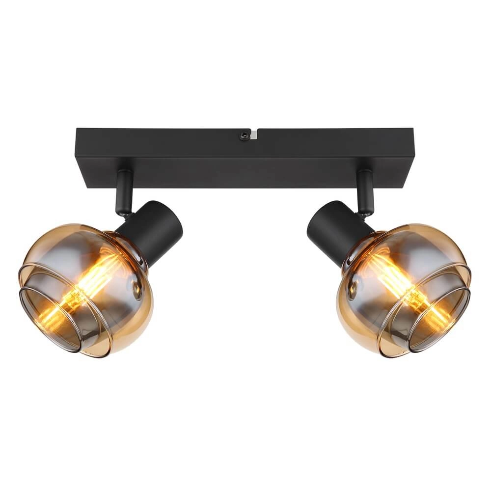 Black ceiling lamp Tokki 2-light amber smoke glass Globo 9007371455027
