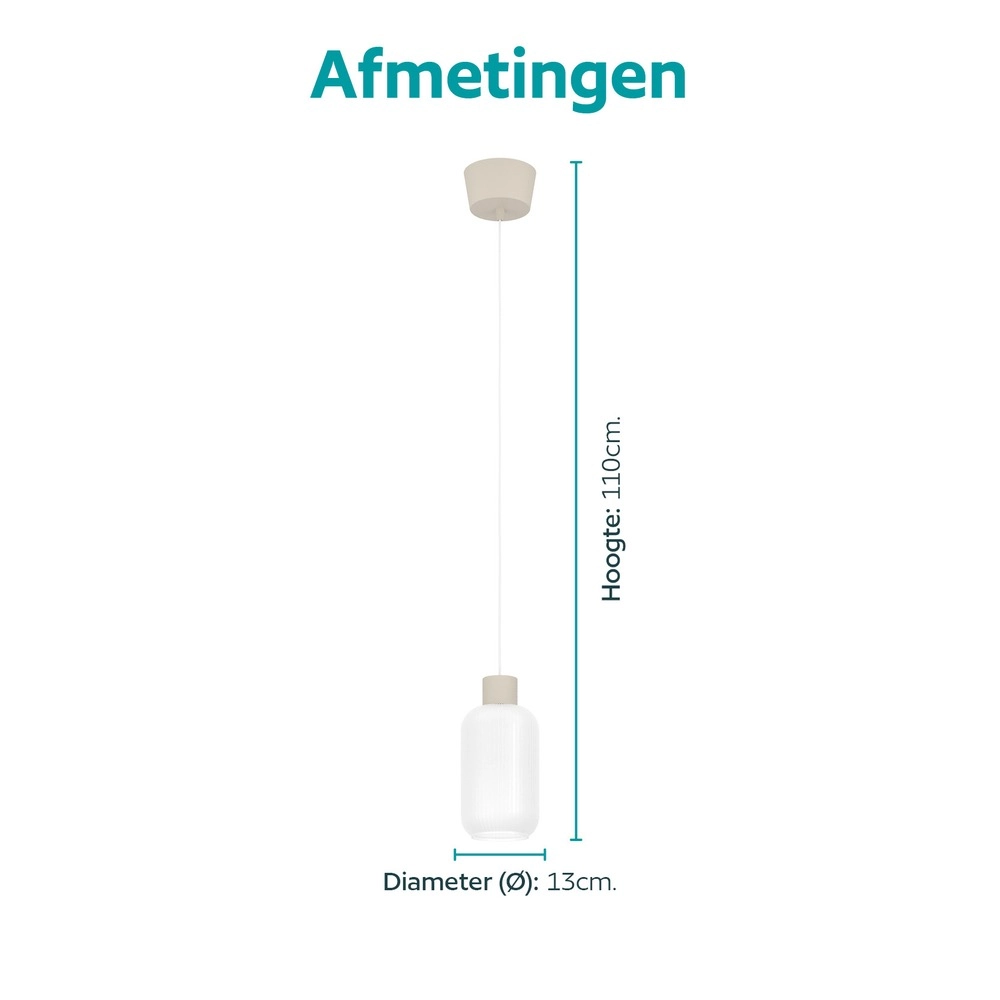 Design pendant lamp Dasmina sand brown with white Ø 13cm