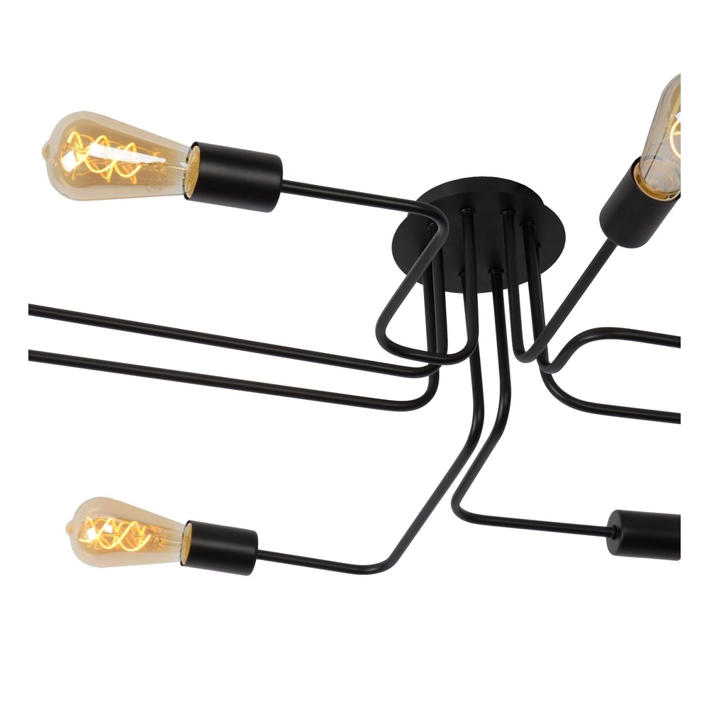 Ceiling lamp Lester 8-light black Lucide 5411212210906