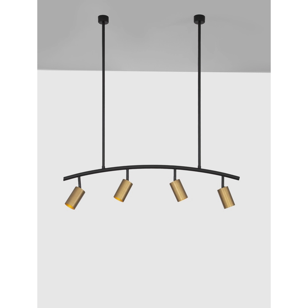 Pendant lamp Pogno 4-light black with gold round