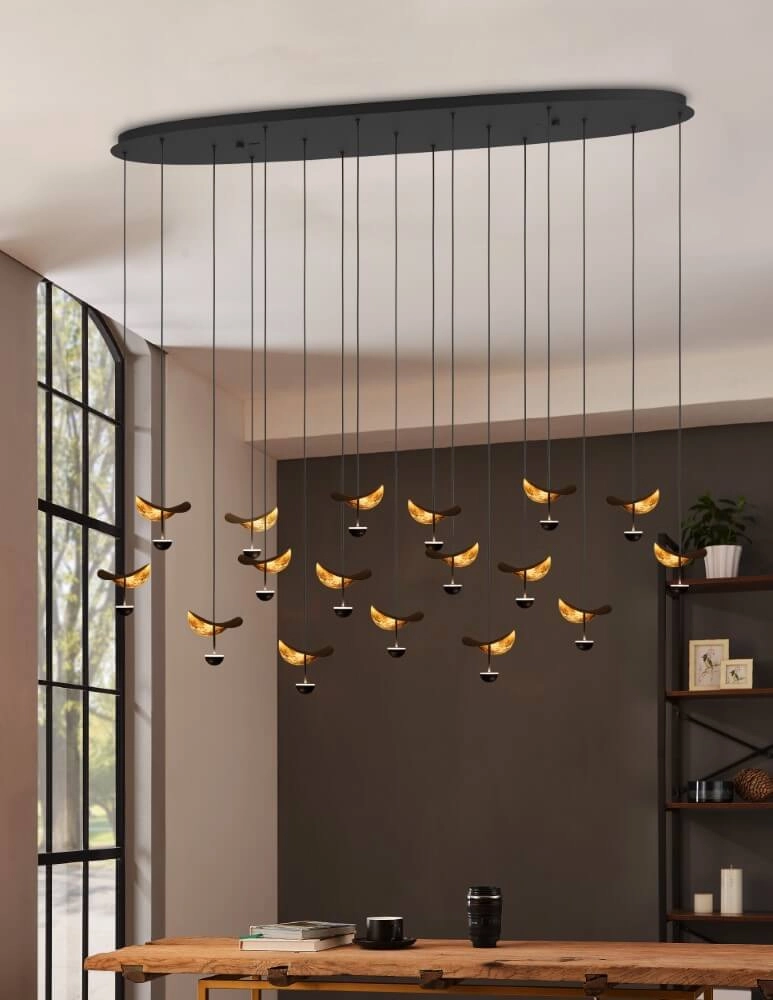 Oval hanging lamp Dracera black with gold Stars of Light 9008606270569