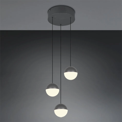 3-light pendant lamp Senta round anthracite