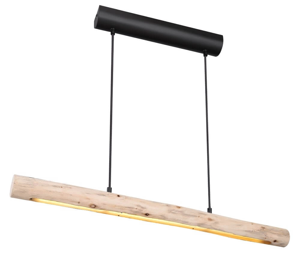 Hanging lamp Mella black with wood 80cm