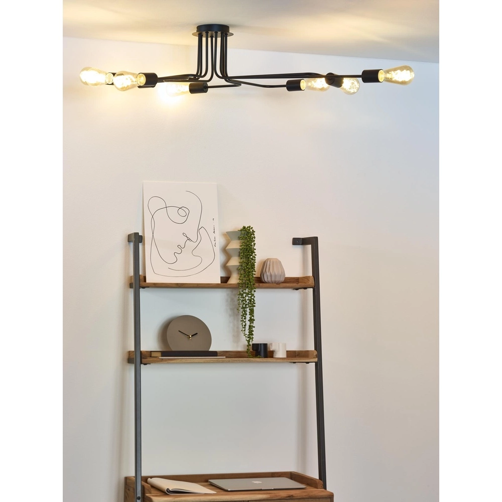 Ceiling lamp Lester 8-light black Lucide 5411212210906