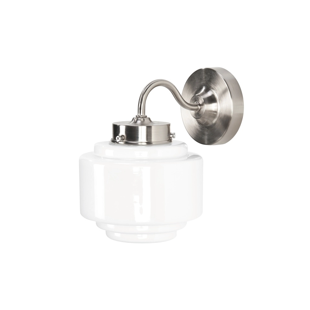 Nickel wall lamp Cambridge with white glass Ø 15cm
