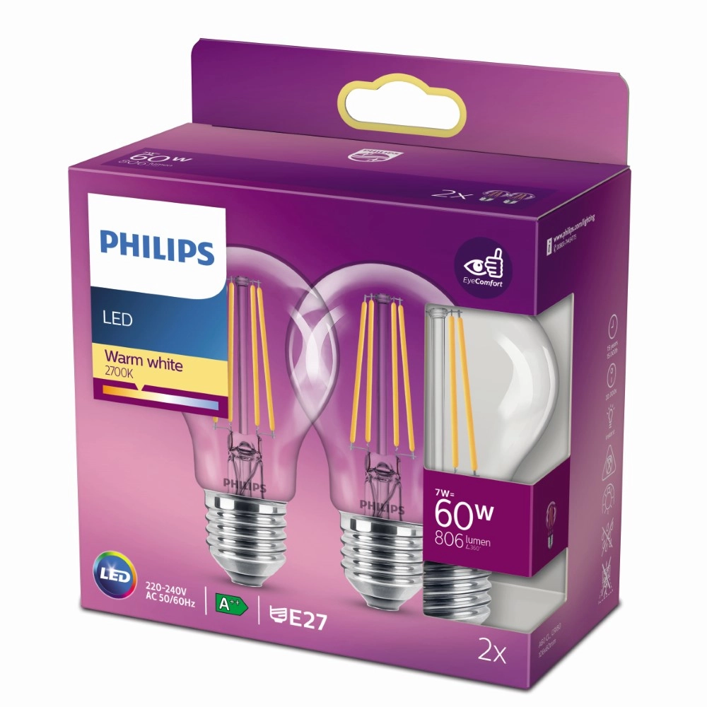 7W - E27 - 2700K - 806 lumen set with 2pcs