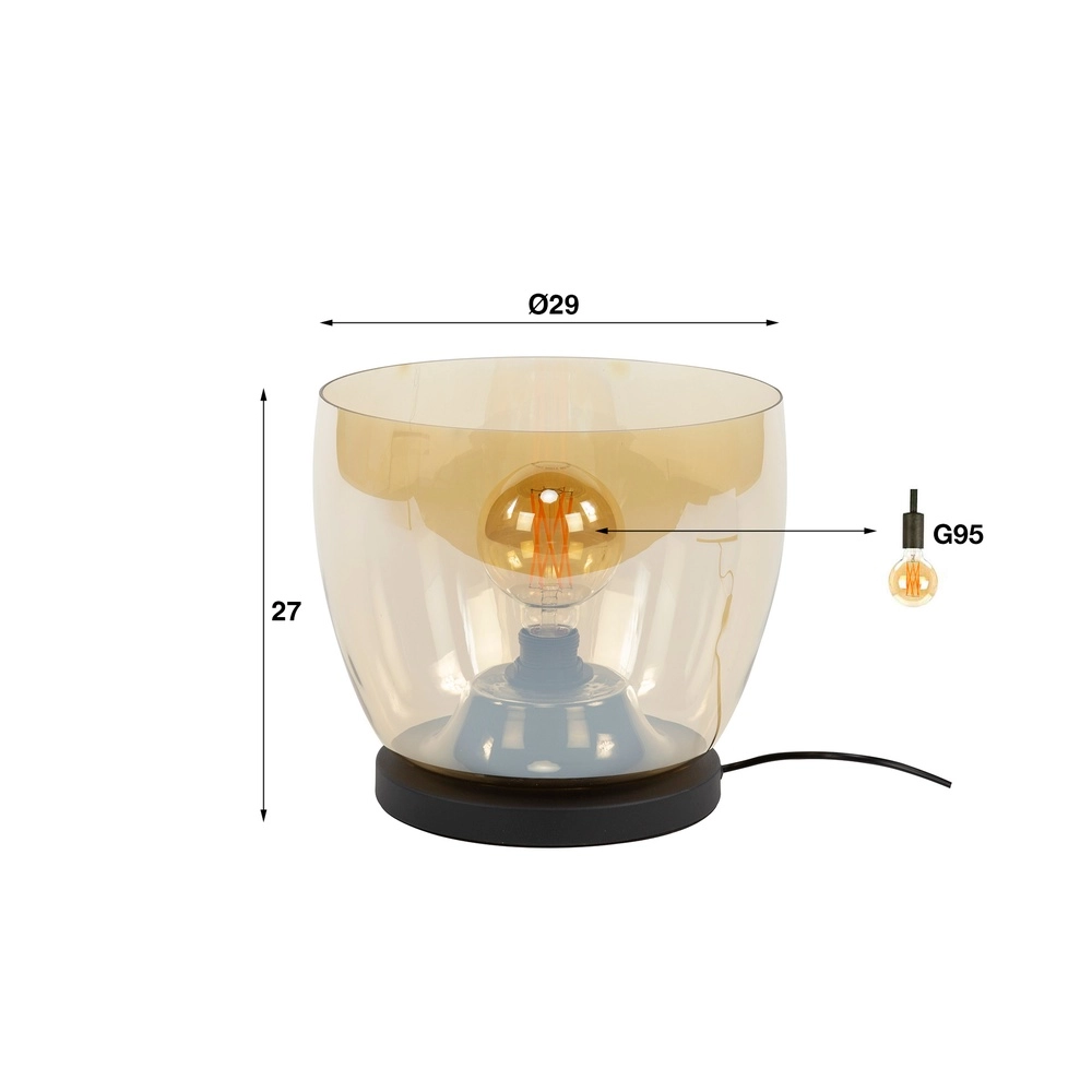 Floor lamp amber glass UP Ø 29cm - 27cm high Lyora 8716803512580