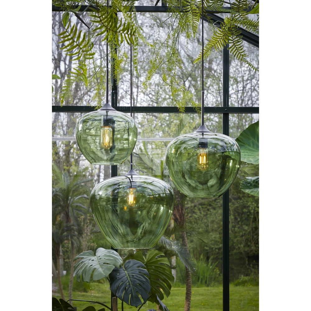 Glass pendant lamp Mayson Ø 30cm - green glass Light & Living 8717807614195