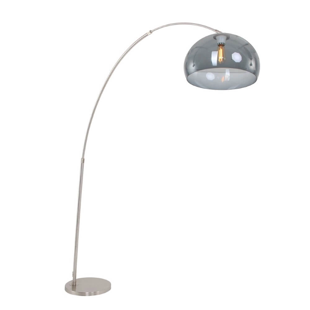 Arc lamp Gramineus steel with smoke glass Steinhauer 8712746116496