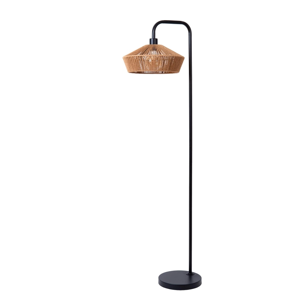 Floor lamp Yunkai black with rattan