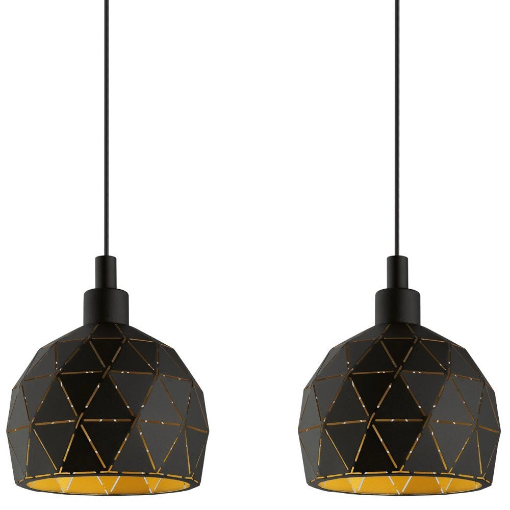 Dining room hanging lamp Roccaforte 3-light black with gold Eglo 9002759978464