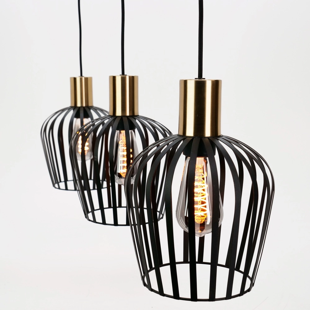 3-light pendant lamp Empoli black with gold - Ø 20cm Eglo 9008606299898