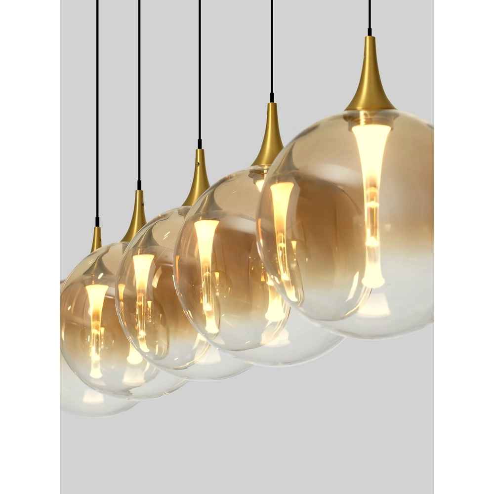 Pendant lamp Orenda straight 5-light amber glass