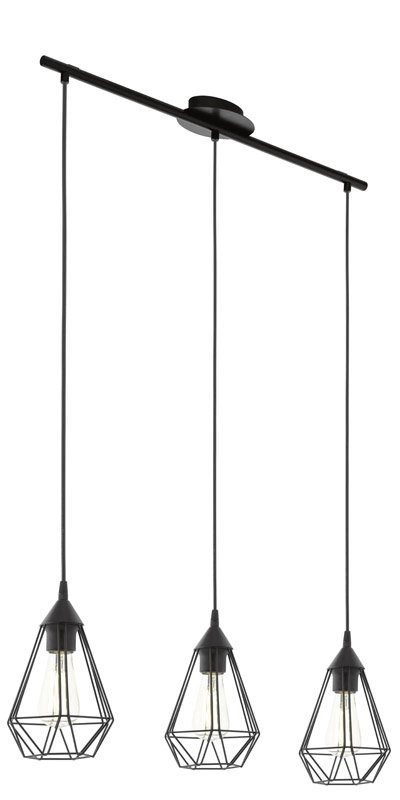 Pendant lamp Tarbes 3-light black