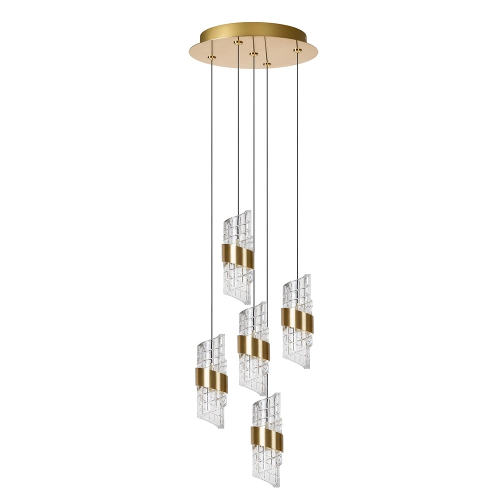 Design pendant lamp Kligande 5-light gold round