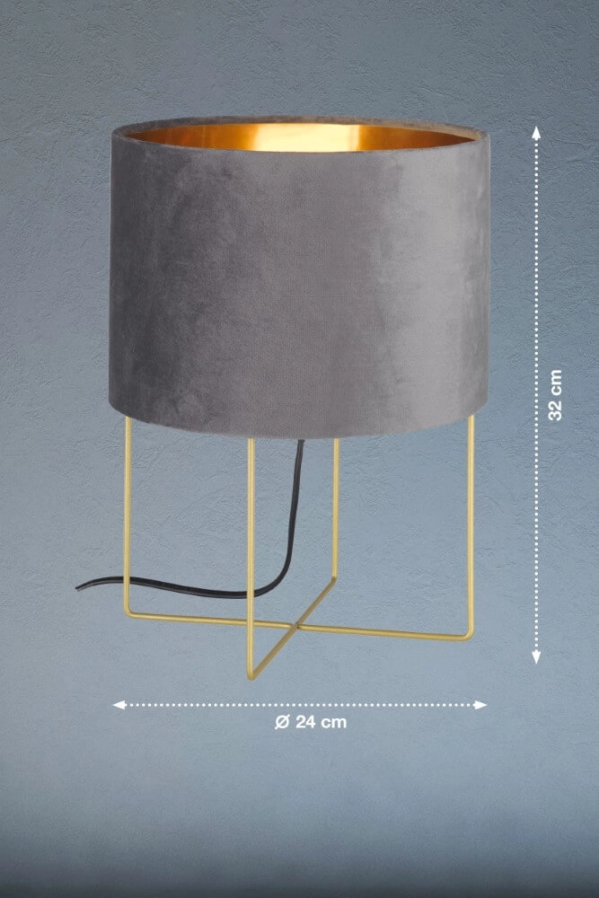 Table lamp Aura gray velvet Fischer & Honsel 4003694504607