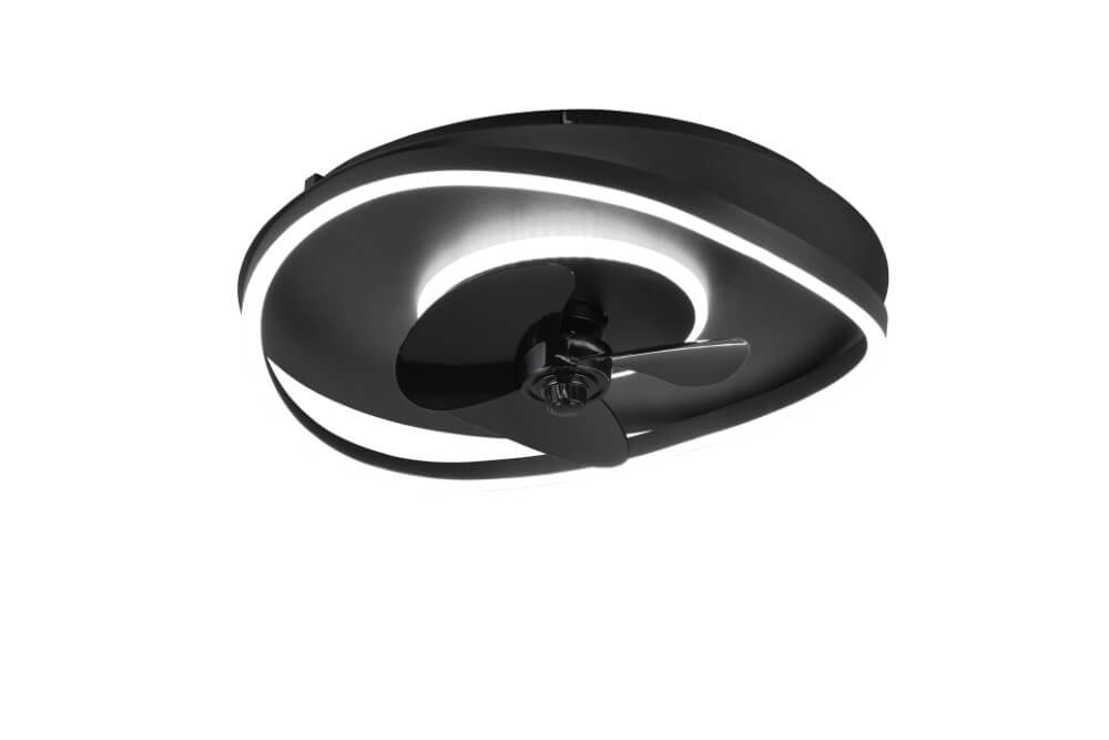 Black LED ceiling fan Sortland Trio 4017807606027