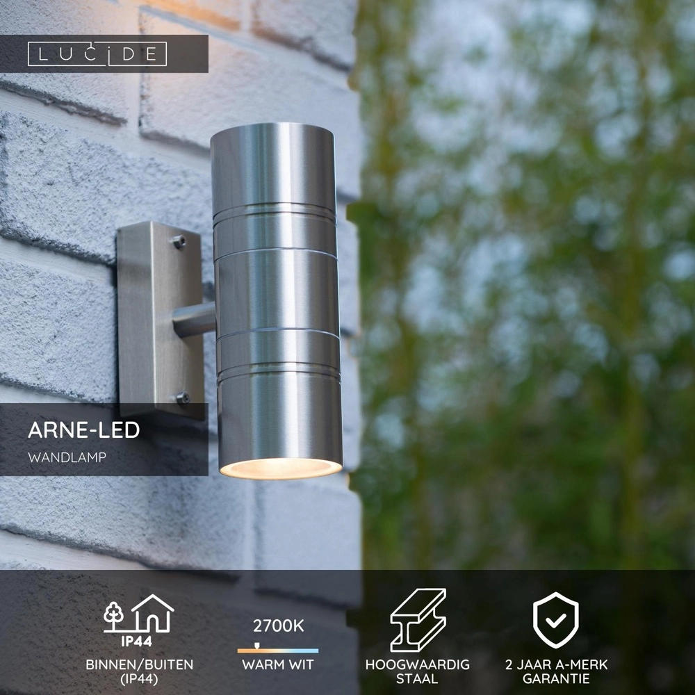Wall spotlight Arne-Led Up and down chrome Lucide 5411212143976