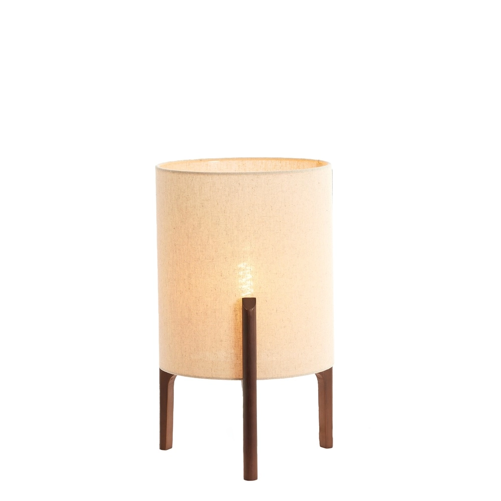 Table lamp Litto Ø 28cm - walnut with natural linen Light & Living 8717807792695