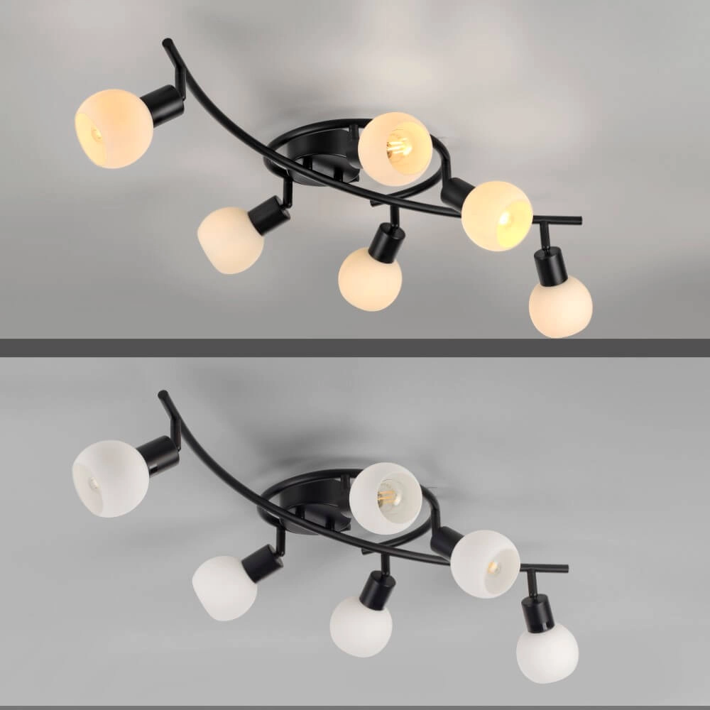 Black ceiling lamp Loki 6-light Just Light 4043689000806
