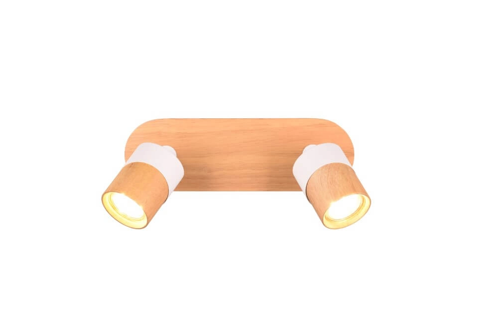 Ceiling lamp wood with white Aruni 2-light Trio 4017807562316