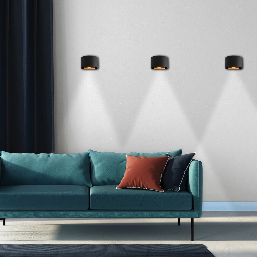 Round black wall spotlight Muro up and down Steinhauer 8712746152616
