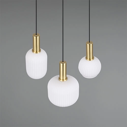 Dining room pendant lamp Diva 3-light - white glass Trio 4017807614503