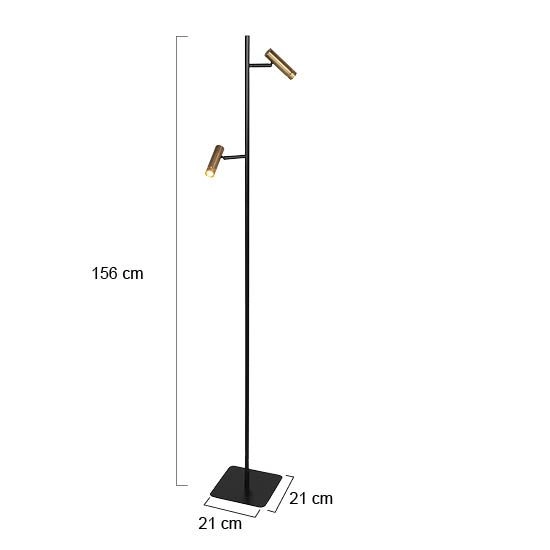 Floor lamp 2-lights Lumo black with gold Steinhauer 8712746184662