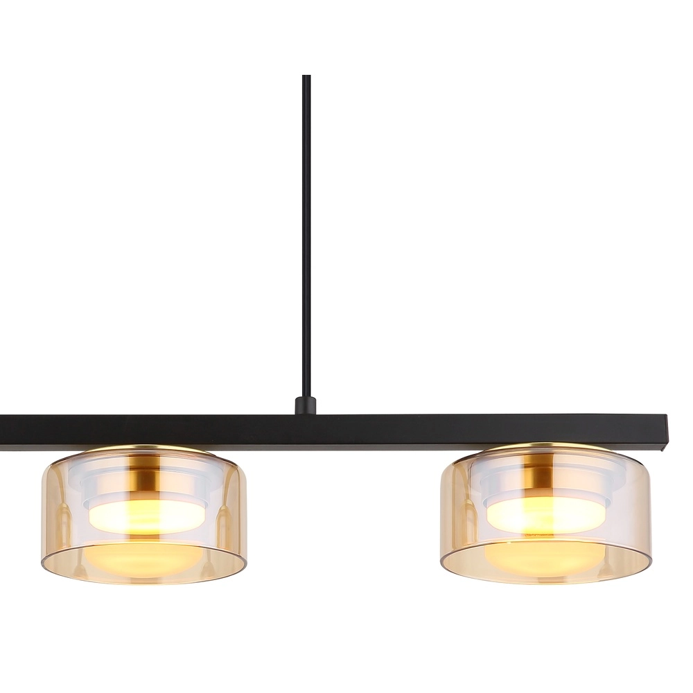 Design pendant lamp Higgins black with amber glass Globo 9007371531813