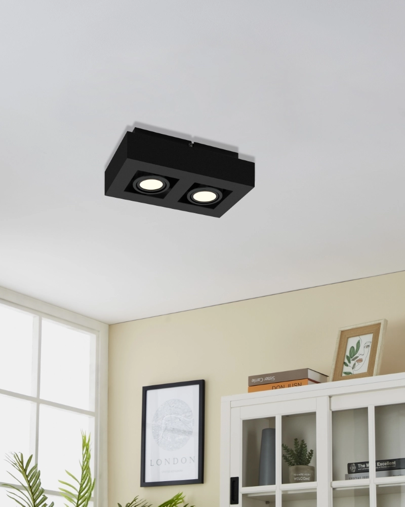 Black surface-mounted spotlight Mendoza 2-light Eglo 9002759310639