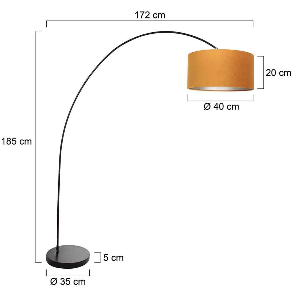 Arc lamp Solva black with golden hood Steinhauer 8712746174700