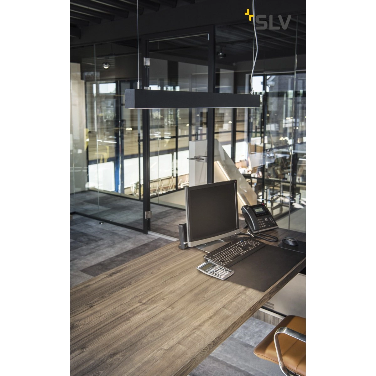 Office hanging lamp Glenos 4000K 100cm black SLV 4024163196970