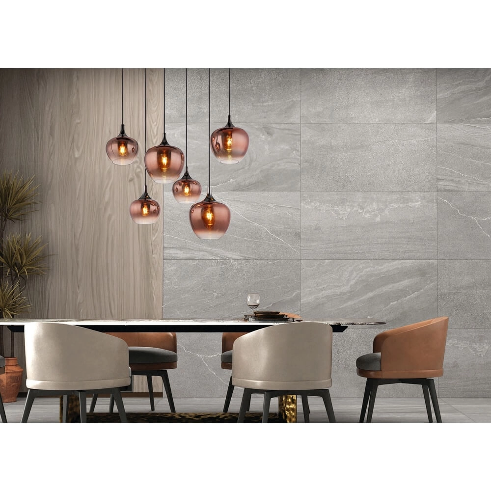 Black pendant lamp Maxy with red glass 6-lights Globo 9007371450985