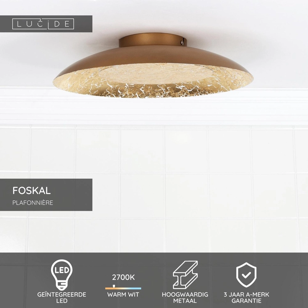 Ceiling lamp Foskal Ø 34.5cm gold Lucide 5411212791252