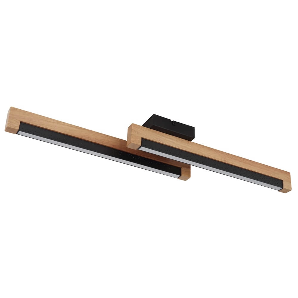 Sleek ceiling lamp Starla black with wood 70cm Globo 9007371453290
