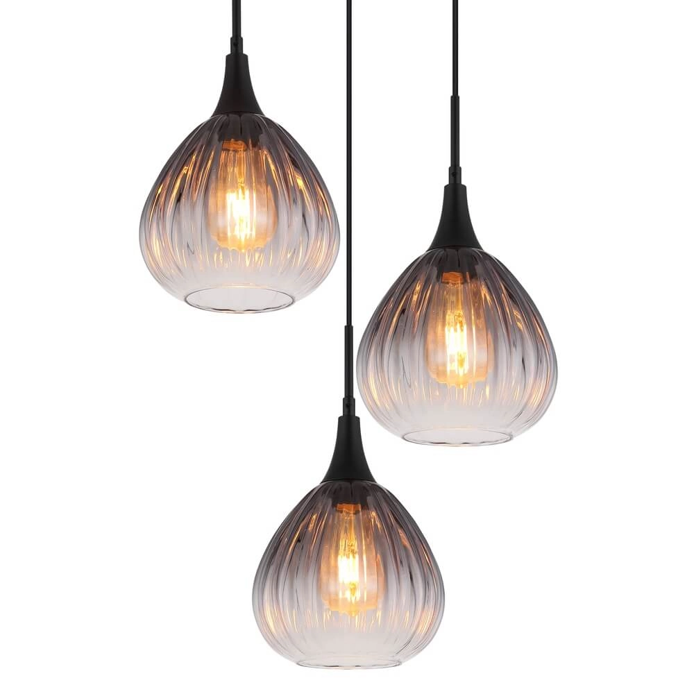 Black pendant lamp Olsen 3-light Globo 9007371456802