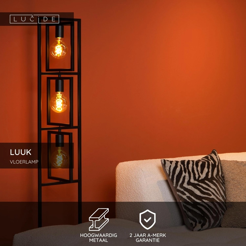 Floor lamp Luuk 3-light black Lucide 5411212010858