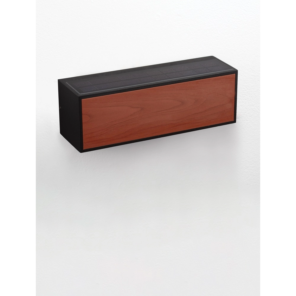 Solar wall lamp Brown black with wood Lyora 5212017449443