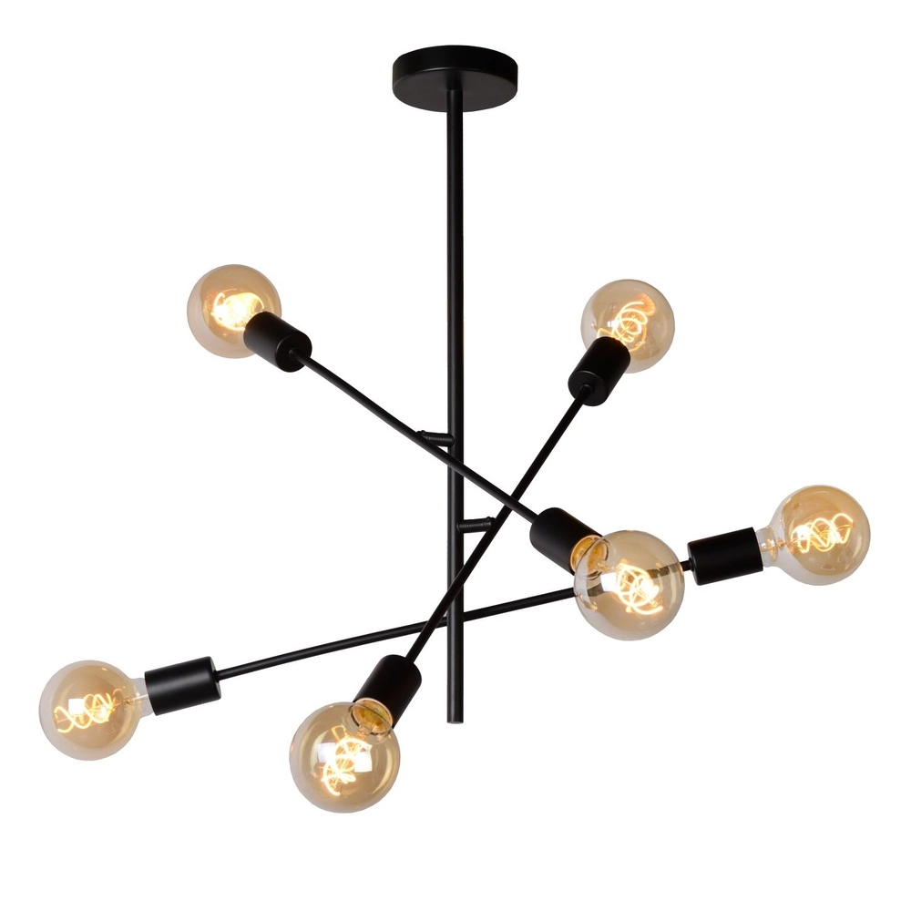 Ceiling lamp Lester black 6-lights Lucide 5411212211033